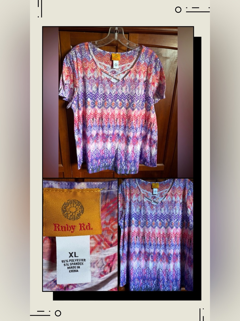 Ruby Rd. Multicolor‎ Geometric Print Blouse #1441